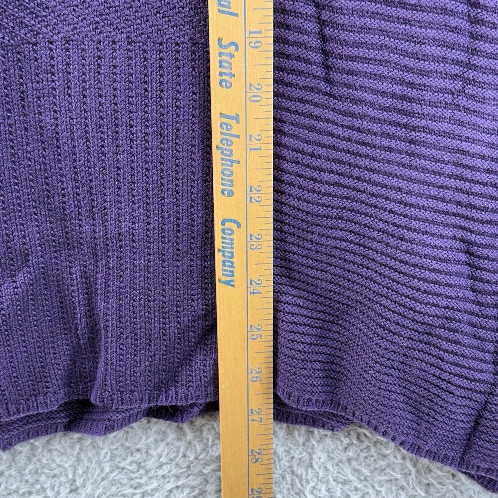Chico's Open Knit Purple Sweater Textured Crochet Long Sleeve Womens 2 Large - Picture 5 of 7